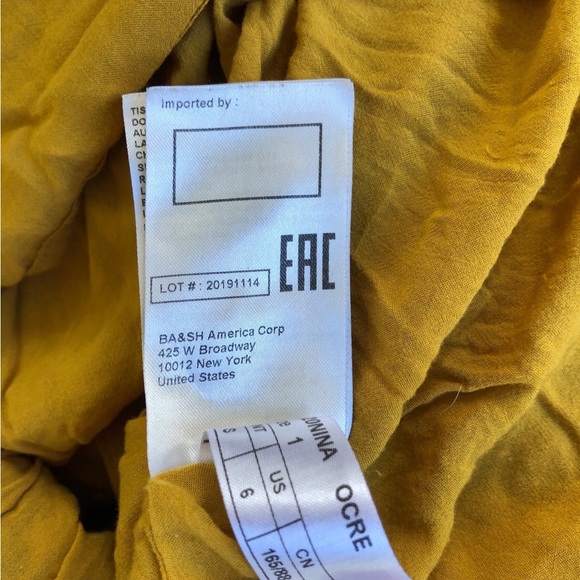 BA&SH Nina tiered printed crepe mini dress in mustard - Picture 9 of 11